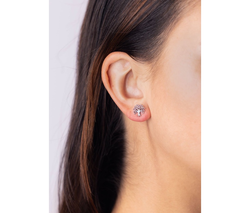 Ohrstecker aus Silber 925 Baum des Lebens Triquetra