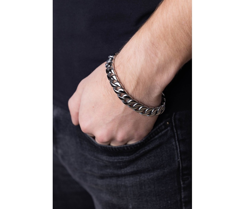 Massives Herrenarmband PANZER – CURB 12 mm aus Edelstahl