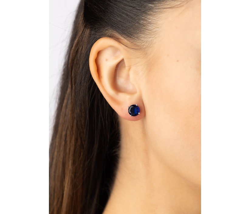 Stříbrné náušnice pecky Marge se syntetickým safírem