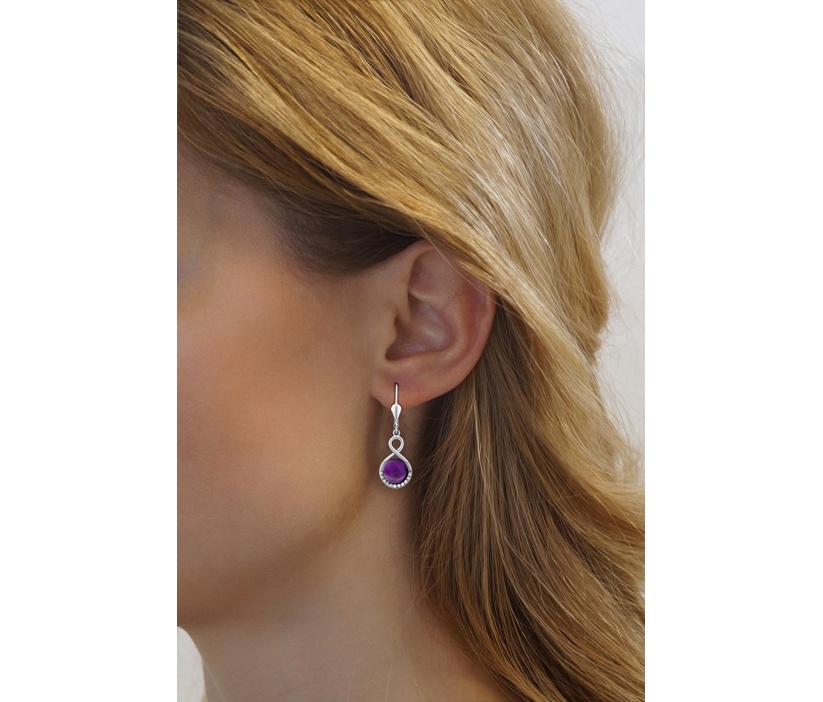 Silber-Hängeohrringe mit natürlichem Amethyst