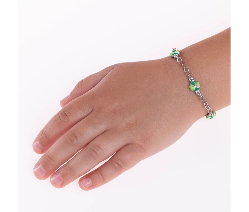 Stříbrný dětský náramek Clover s čtyřlístky