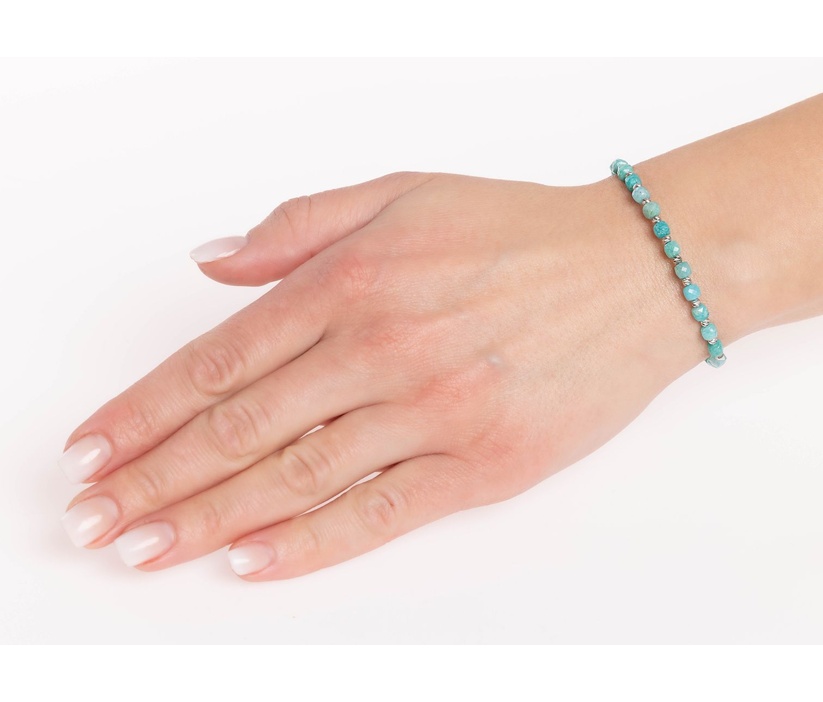 Türkis Armband mit echtem Amazonit und Silberperlen Anfial