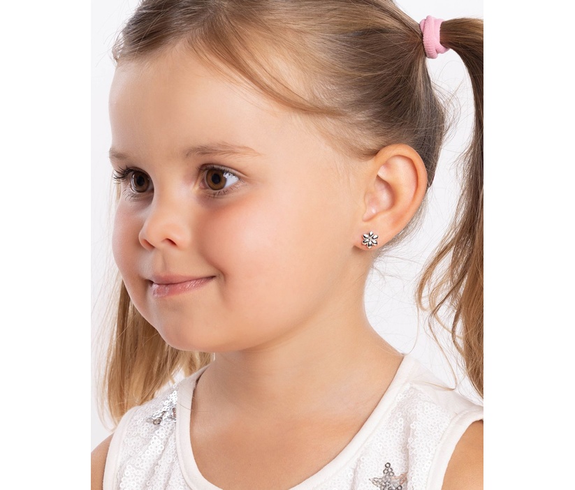 Celostříbrné náušnice květinky na šroubek