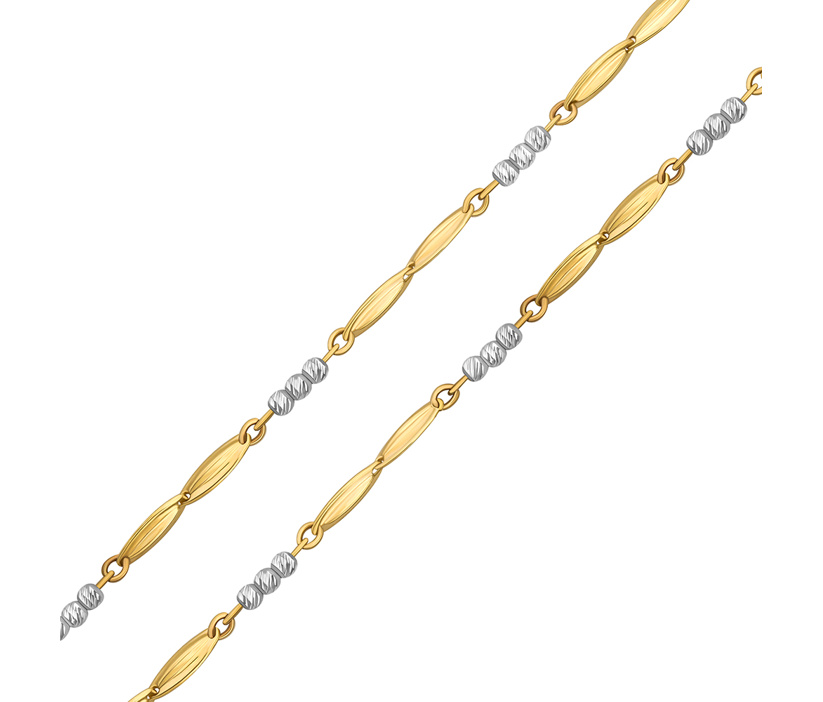 Zlatý náramek Alva ze žlutého a bílého zlata s broušenými korálky - 3 mm