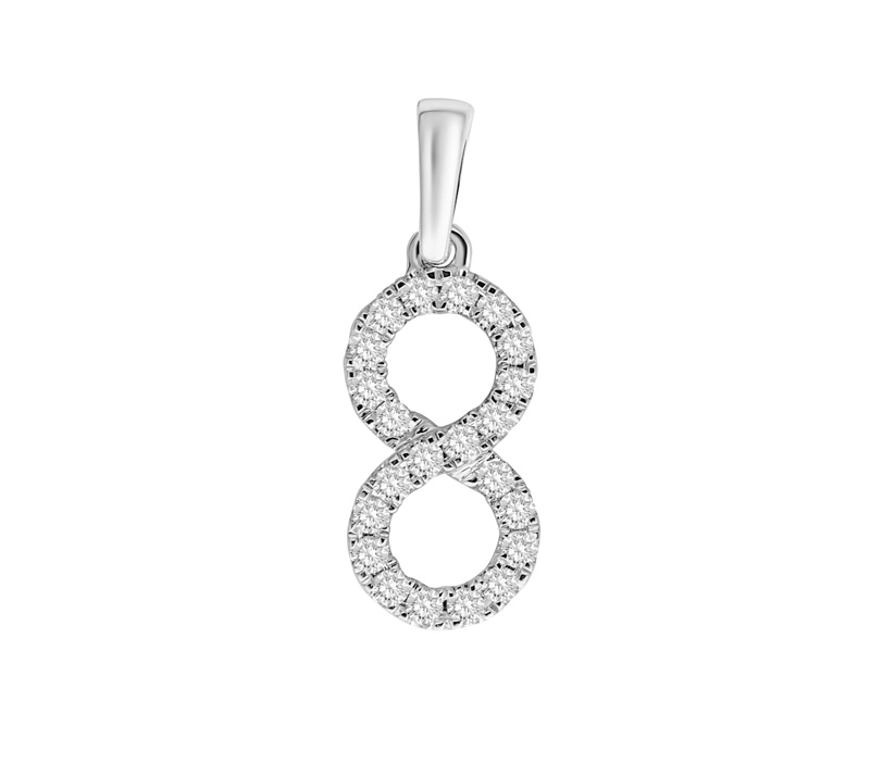 Diamantový přívěsek Infinity z bílého zlata s diamanty 0,13 ct