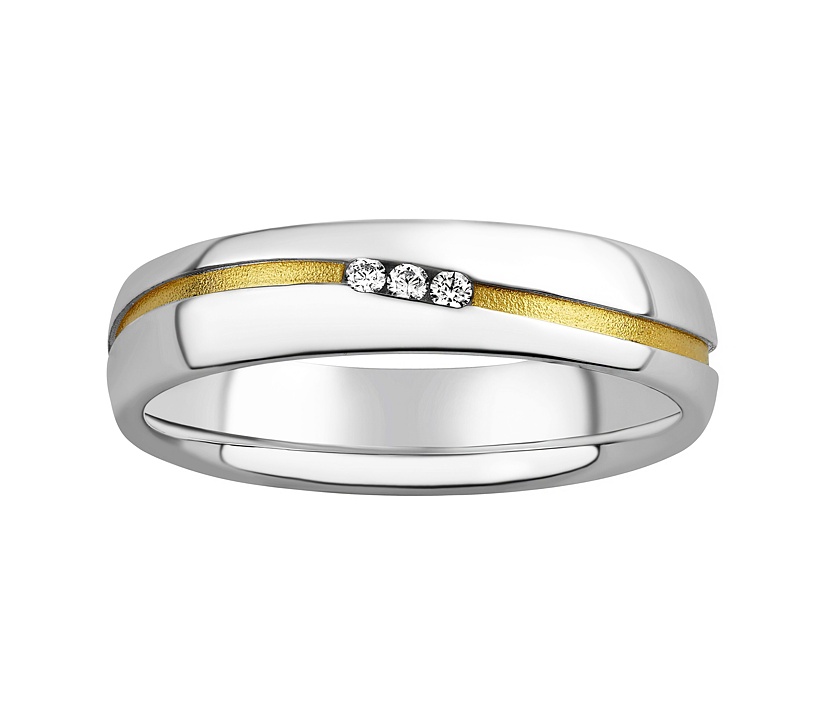Snubní stříbrný prsten Sunny pozlacený žlutým zlatem s Brilliance Zirconia
