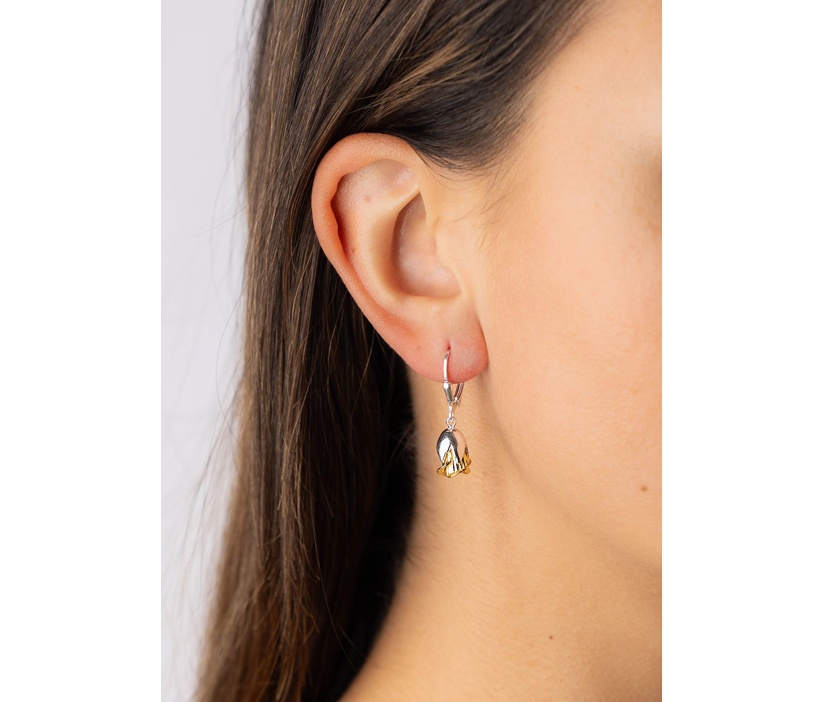 Hängeohrringe Rosen Dayro aus Silber vergoldet mit Gold 750