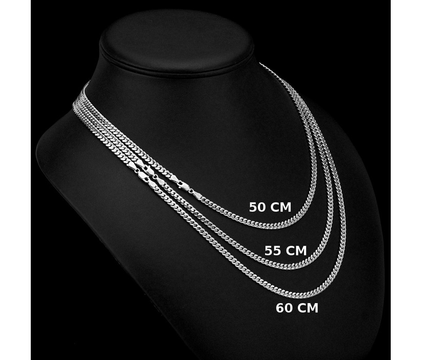 Stříbrný řetěz CURB Pancer 5 mm - rhodiovaný