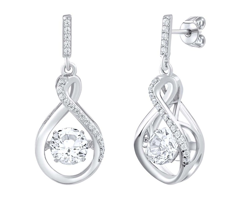 Stříbrná souprava šperků Amalea s tančícím bílým topazem a Brilliance Zirconia