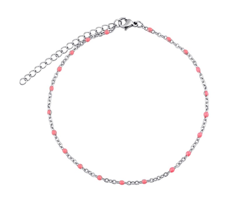 Damen Fußkettchen aus Edelstahl – rosa
