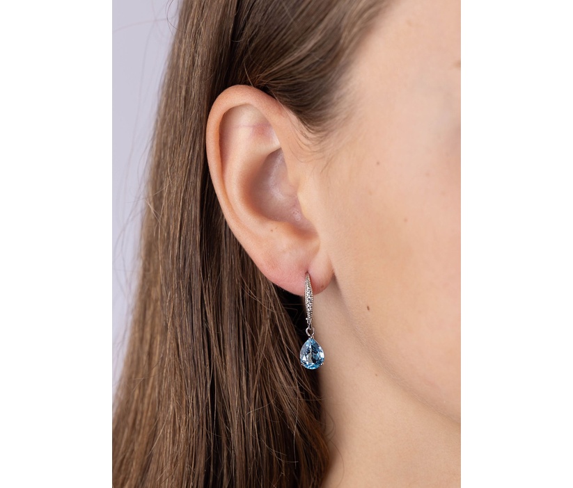 June Silberohrringe mit echtem Hellblautopas und Brilliance Zirconia