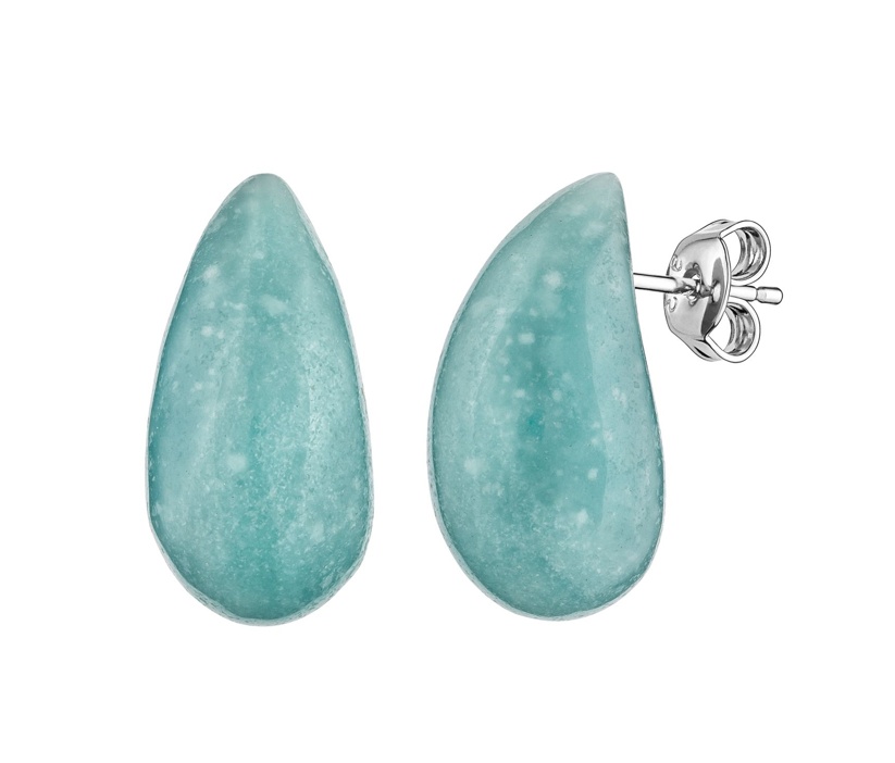 Strieborné náušnice kvapky Sperancie  s prírodným akvamarínom 20 x 10 mm