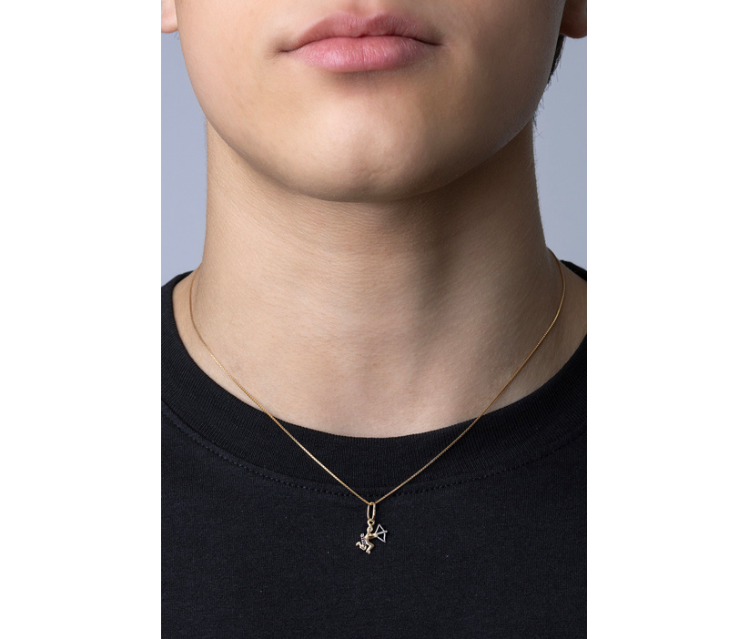 Zlatý prívesok znamenie zverokruhu Strelec z bieleho a žltého 14kt zlata