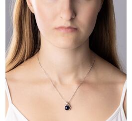 Strieborný náhrdelník Niale s čiernou perlou a Brilliance Zirconia