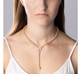 Perlový náhrdelník ANNIE z přírodních růžových perel se stříbrným zapínáním a zirkony