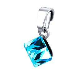 Stříbrný přívěsek kostka Swarovski® Crystals 6 mm Aquamarine